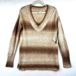 NWT A.N.A. Tan Ombre Cozy Pullover Sweater Size M Lightweight Boho Slim Western
